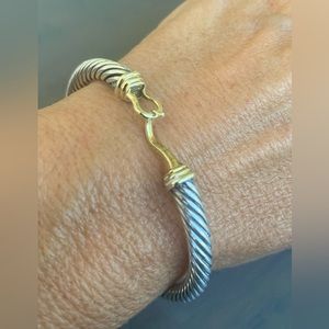 DAVID YURMAN Two-Tone Cable Buckle Bracelet Sterling Silver & 14k Yellow Gold
